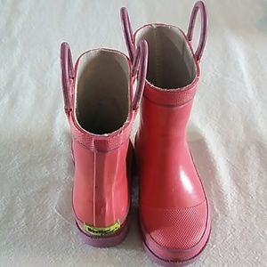 Pink rain boots
